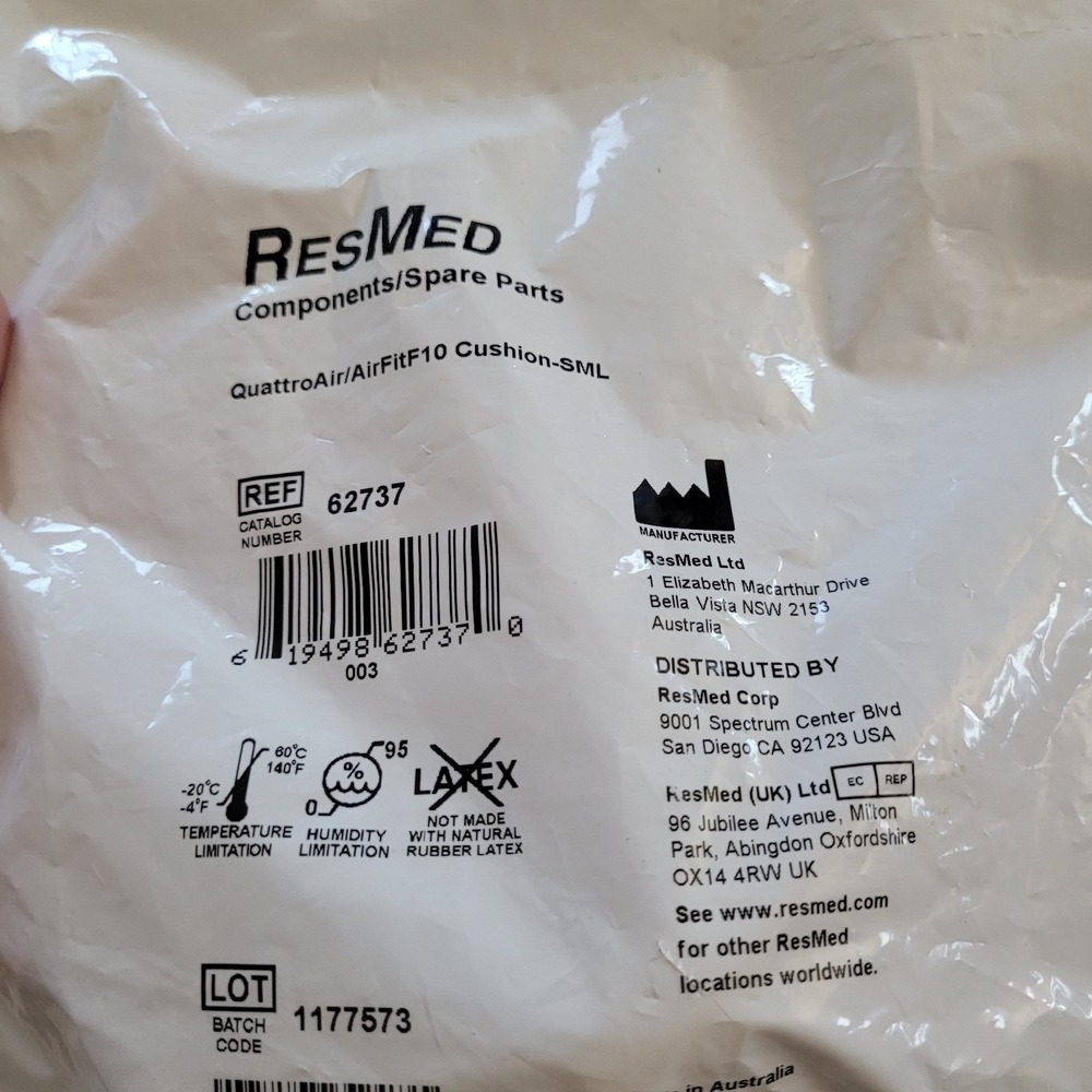 RESMED Quattroair/Airfit F10 Cushion Small 62737 New NIP - Lot Of 2